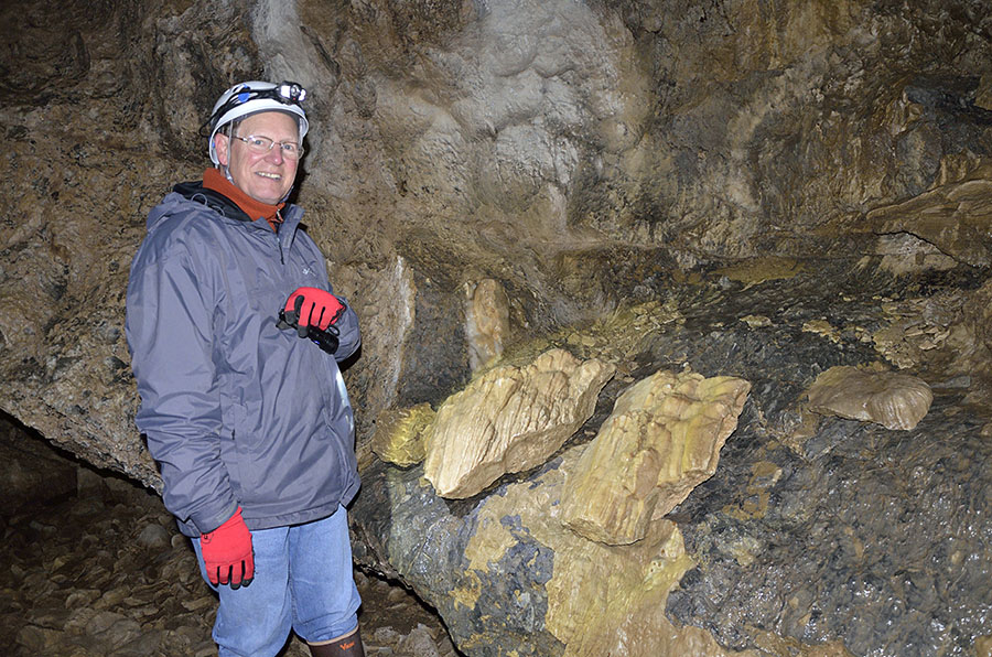 20150611 6360 jim in cave with flow stone samples r